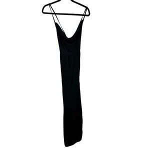 Naanaa Dress Womens Size 2 Black Satin Mini Slip Lace‎ Up Back Sexy Club Date